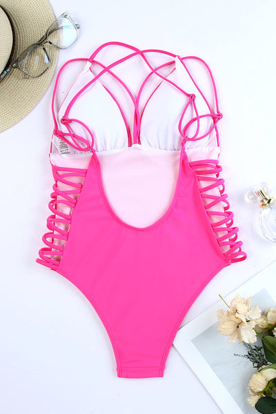 Backless Deep V Neck One Piece Swimsuit