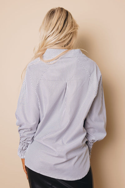 Drea Smocked Cuff Boyfriend Shirt