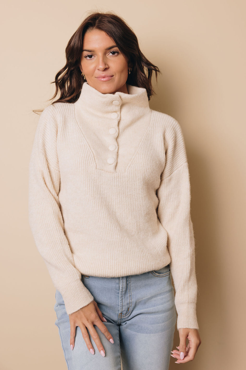 Victoria Buttoned Comfy Sweater