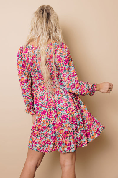 Noel Floral Puffy Sleeve Dress