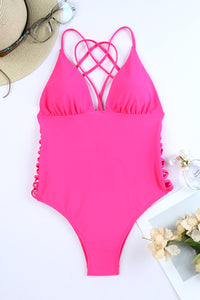 Backless Deep V Neck One Piece Swimsuit