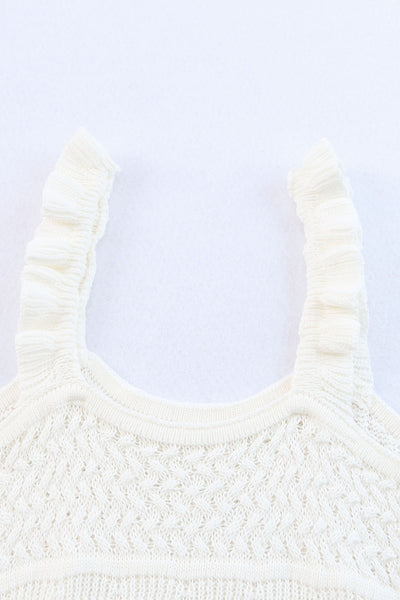 Ruffle Straps Crochet Knit Tank Top