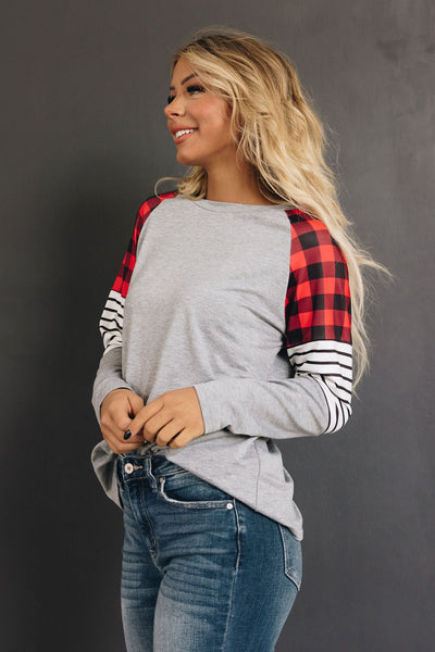 Wyoming Winter Buffalo Plaid Top