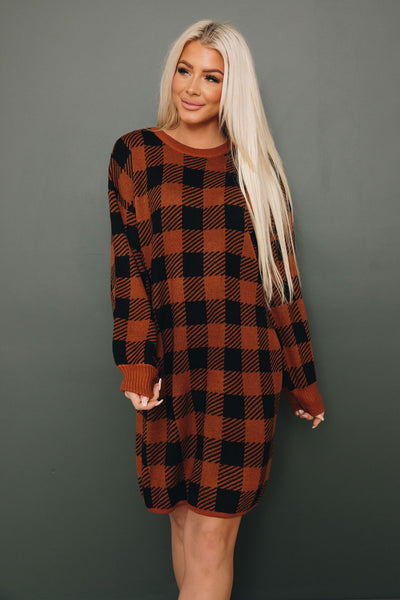 Clemons Plaid Sweater Dress