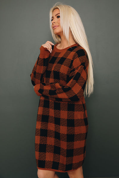 Clemons Plaid Sweater Dress