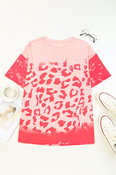 Leopard Bleached Boyfriend T Shirt