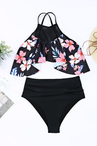 Mesh Floral Splicing Bikini