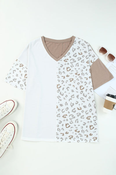 Leopard Patchwork Short Sleeve Top