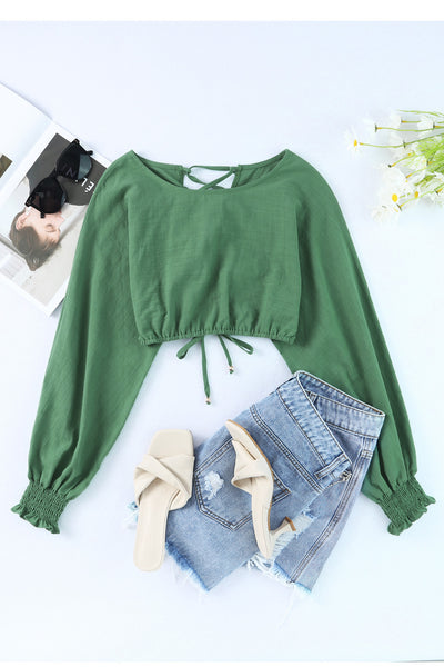 Bubble Sleeves Crop Top