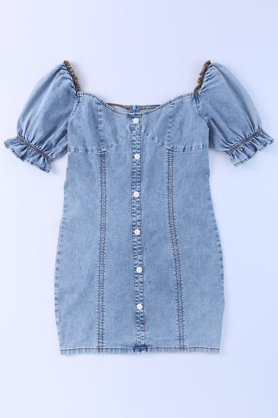 Buttoned Denim Bodycon Mini Dress