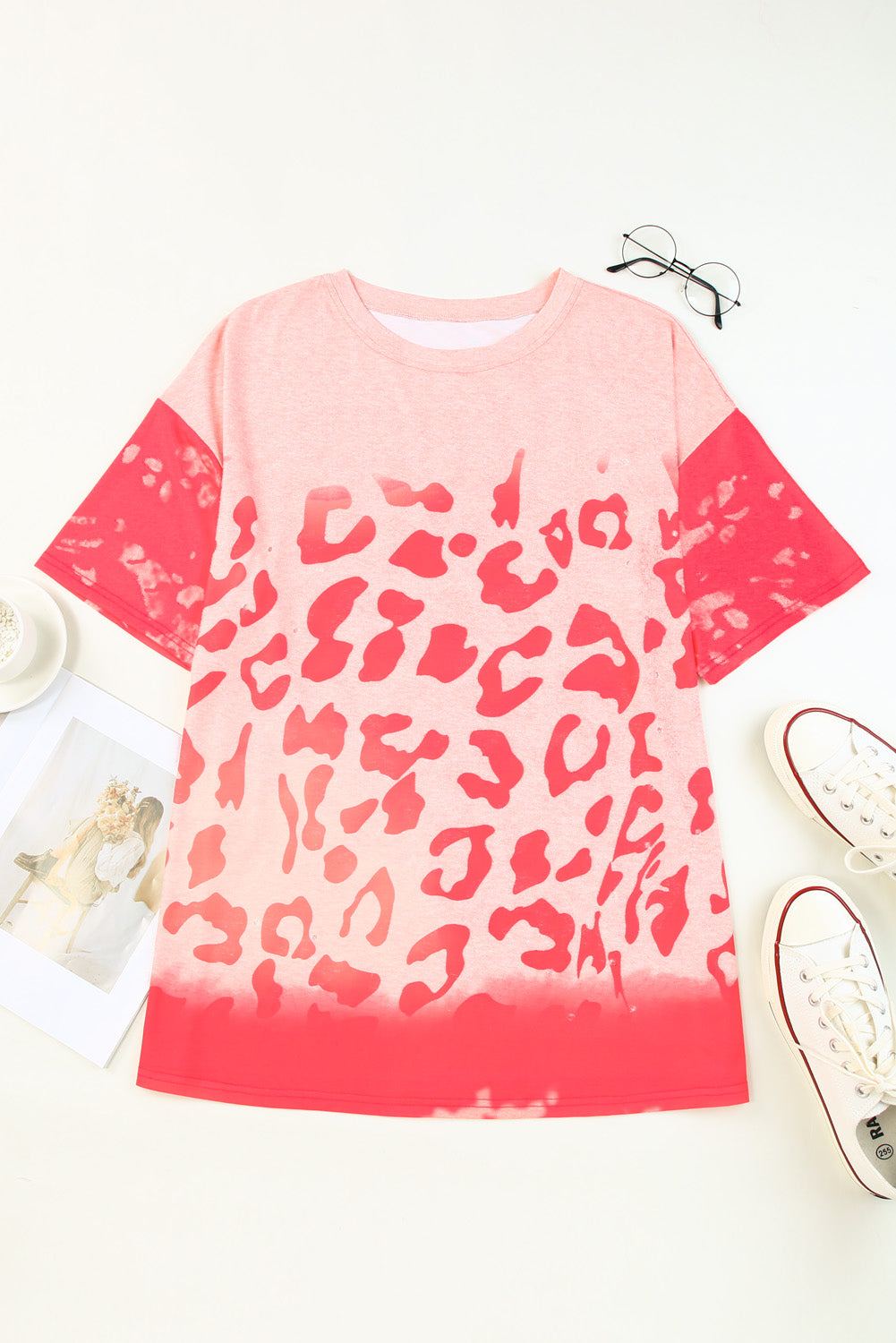 Leopard Bleached Boyfriend T Shirt