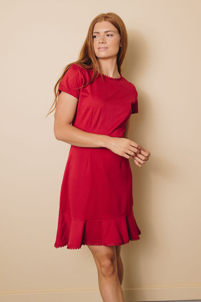 Tassel Ruffle Short Sleeve Mini Dress