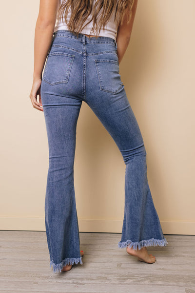 Maren High Waist Flare Jeans with Raw Edges
