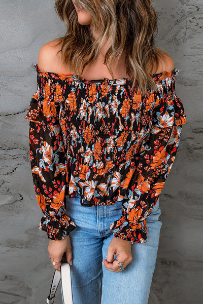 Off The Shoulder Smocked Floral Top