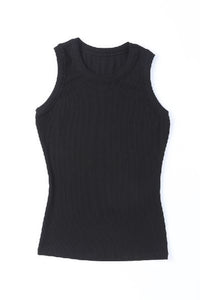 Solid Ribbed Knit Slim Fit Tank Top