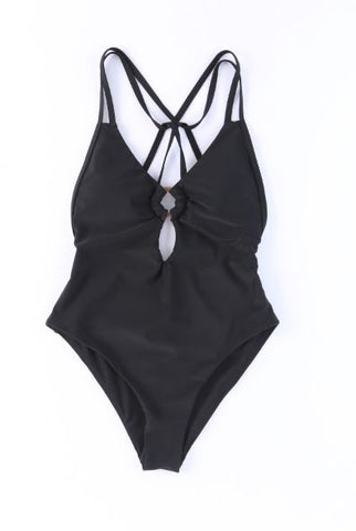 O-ring Decor Hollowed Strappy One Piece Swimsuit