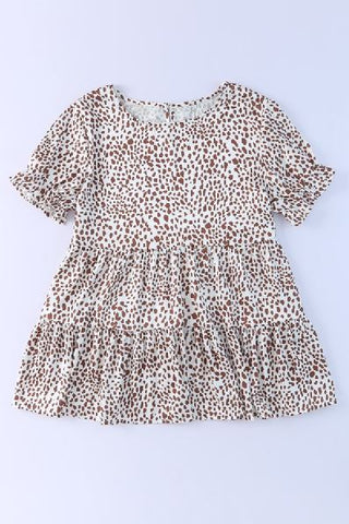 Leopard Tiered Leopard Short Sleeve Top