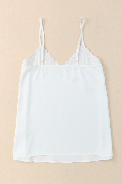 Scalloped V Neck Embroidered Camisole Top