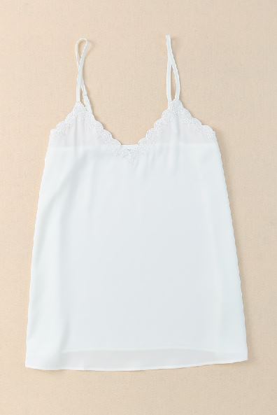 Scalloped V Neck Embroidered Camisole Top