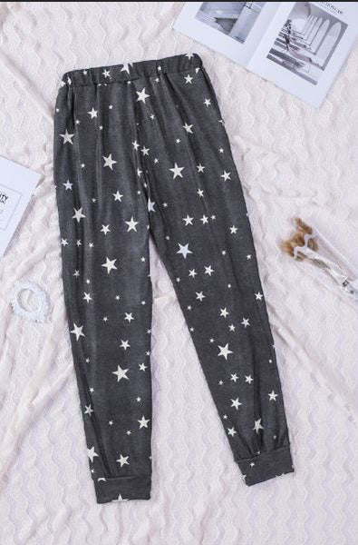 Star Print Elastic Waist Joggers