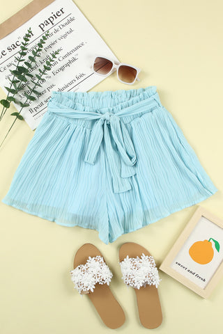 RUFFLED PLEATED HIGH WAIST SHORTS