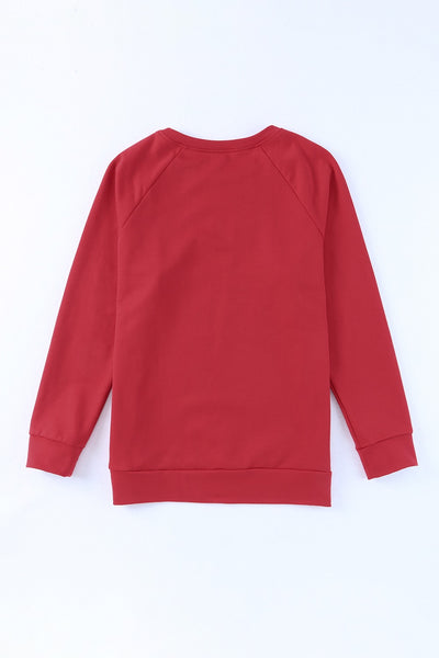 Round Neck Raglan Sleeve Sweatshirt