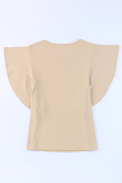 Ruffled Ribbed Knit Loose Top