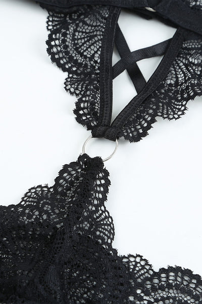 Circle Connected Strappy Lace Teddy Lingerie