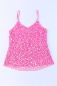 Sequin Adjustable Straps Tank Top