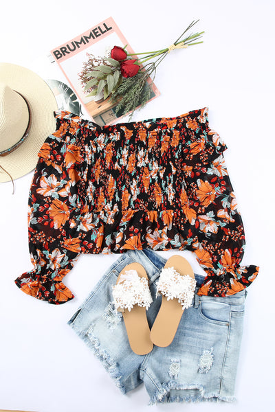 Off The Shoulder Smocked Floral Top