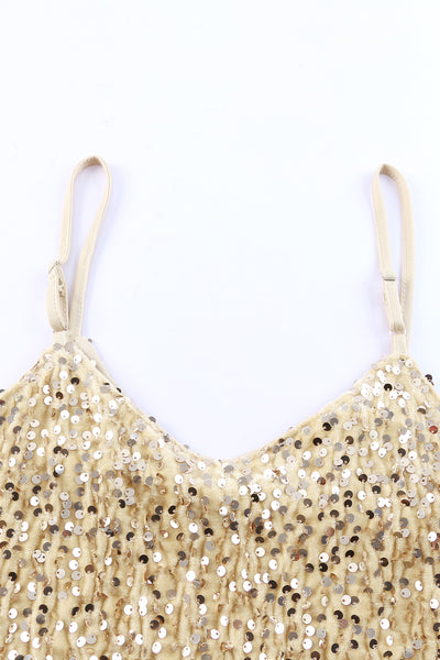 Sequin Adjustable Straps Tank Top